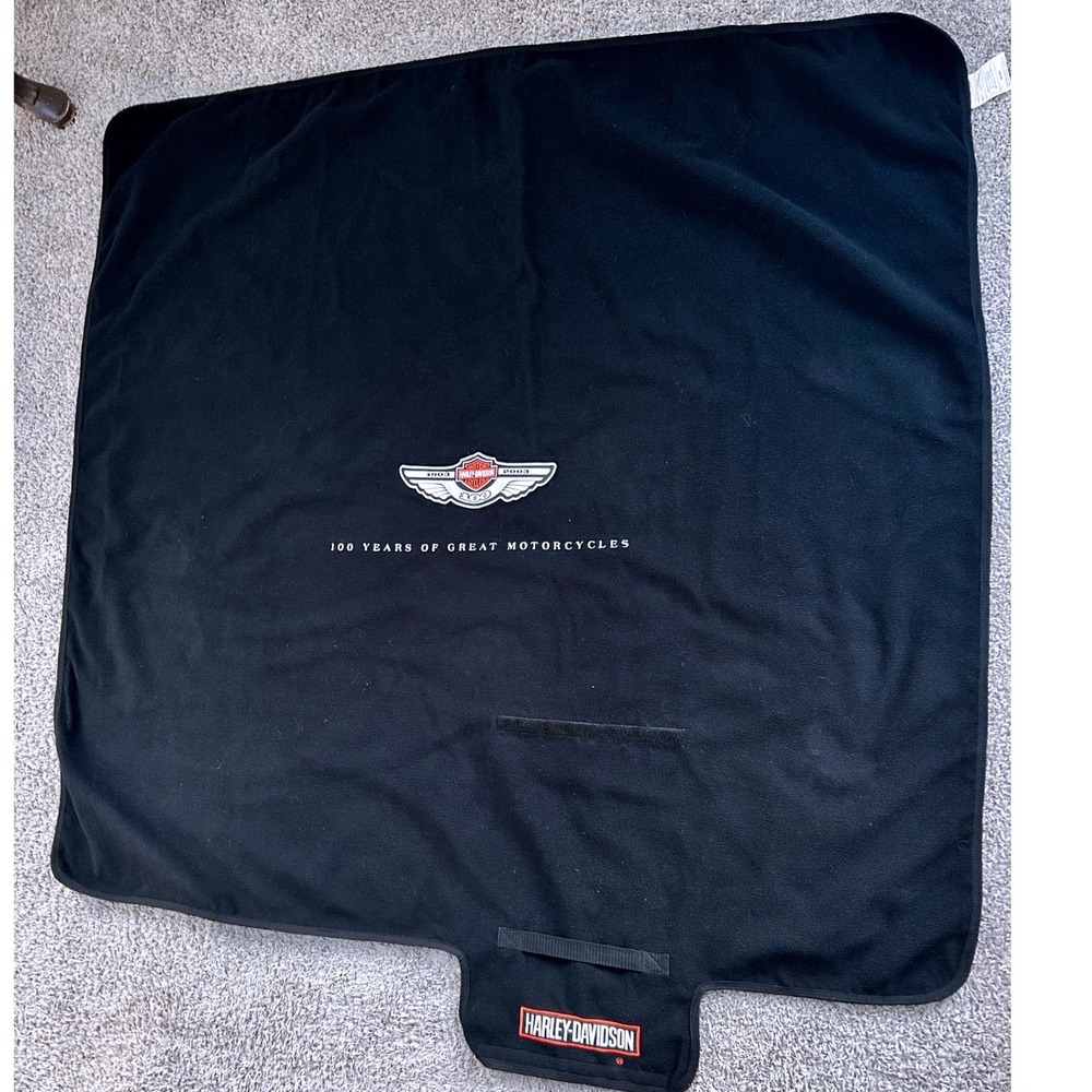 Vintage Harley-Davidson 100th Anniversary Picnic Blanket 60x60 Black 1903-2003